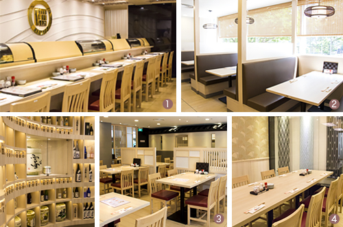 1.Counter - 2.Booth -  3.Table - 4.Private party room (max.20 persons)